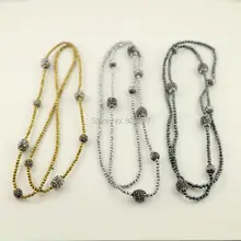 5 Пряди Проложить Кристалл Rhinestone Бусы Драгоценного камня Ожерелье, с 3 мм Черный Гематит Ожерелье, ювелирные изделия Ожерелье Из Бисера