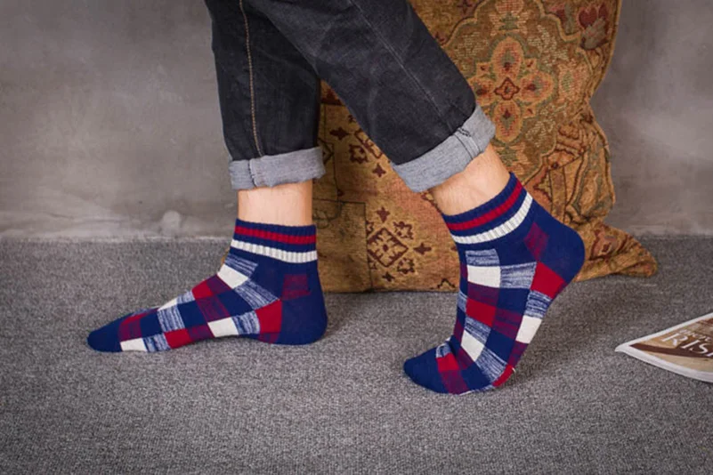5 пар Для мужчин носок корейский Классический Мода мода плед Повседневное носки best подарки Демисезонный хлопок формирование мужской носки