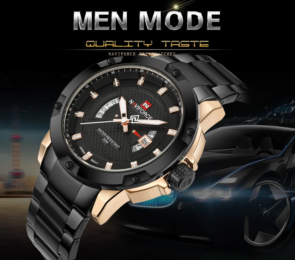 naviforce Элитный бренд Сталь Военное Дело Спортивные часы Для мужчин кварцевые Водонепроницаемый Для мужчин часы наручные часы Relogio Masculino
