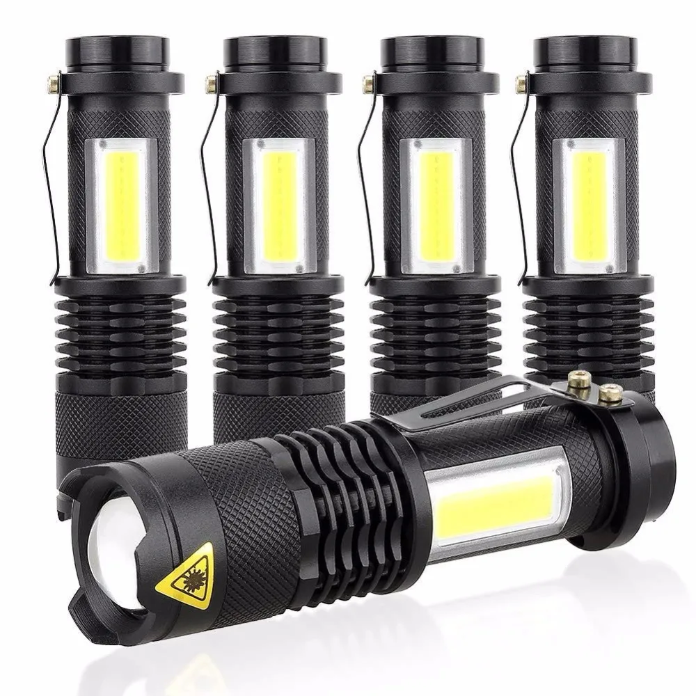 

5 Pack Mini LED Flashlight Ultra Bright 7w 2000Lumens 4 Modes Handheld Flashlights Adjustable Focus Q5 Tactical Flash Light