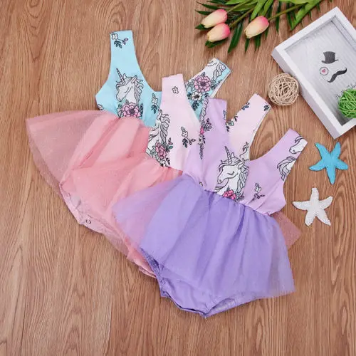 

Toddler Infant Baby Girls Clothes Unicorn Tulle Fancy Dress Skirt Romper Outfits