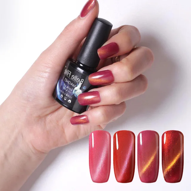 Belle Fille Red Cat Eye Nail Gel UV Soak Off Gold Line Need Top Coat Belle Fille Red Cat Eye Nail Gel UV Soak Off Gold Line Need Top Coat UV - Belle Fille Red Cat Eye Nail Gel UV Soak Off Gold Line Need Top Coat