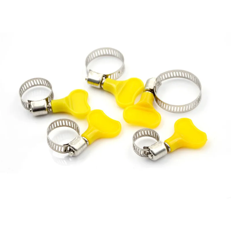 

6 pcs Stainless Steel butterfly Hose Clamp Homebrew Pipe Clamp Fit 6mm O.D ~ 29mm O.D Tube Plastic Handle