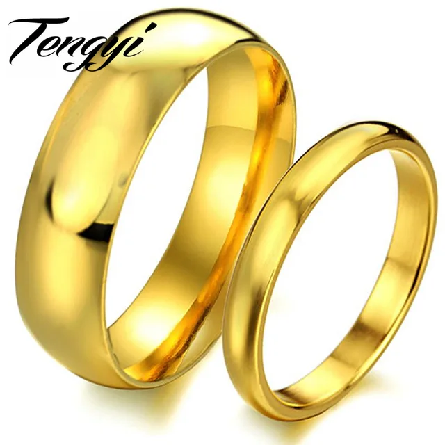 Tengyi Price For 2 Pcs Factory Jewelry Gold Glossy Anium Steel Tengyi Price For 2 Pcs Factory Jewelry Gold Glossy Anium Steel Rings Yellow Engagement