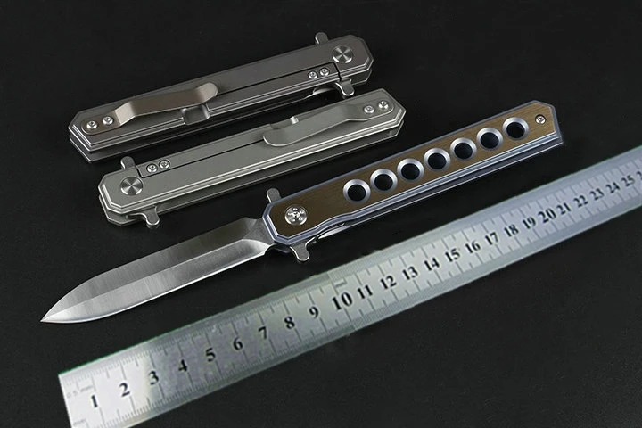 

KESIWO pocket folding knife D2 blade titanium handle flipper outdoor survival camping rescue knives tactical EDC fishing tools
