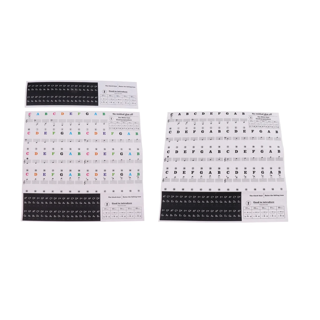 Beginners Piano Sticker 49/54/61/88 Key Music Note Lables Decals for Electronic Piano Parts