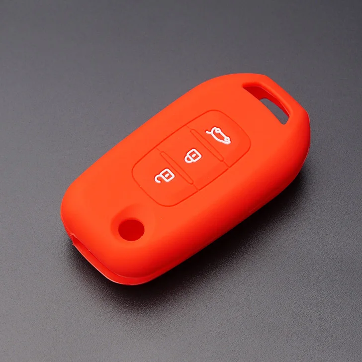 Силиконовый брелок чехол для Renault duster logan clio Koleos captur 3 кнопки флип удаленный Бесключевой - Название цвета: Красный