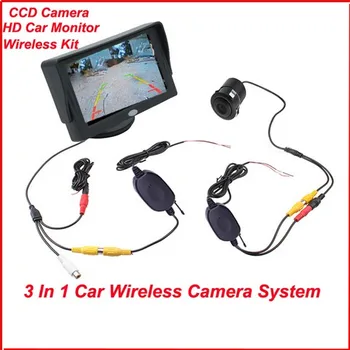 

FreeShip 4.3" Rearview Monitor with CCD Reverse Car Rear View Camera HD Video Parking Wireless Kit to Connect Monitor and Camera