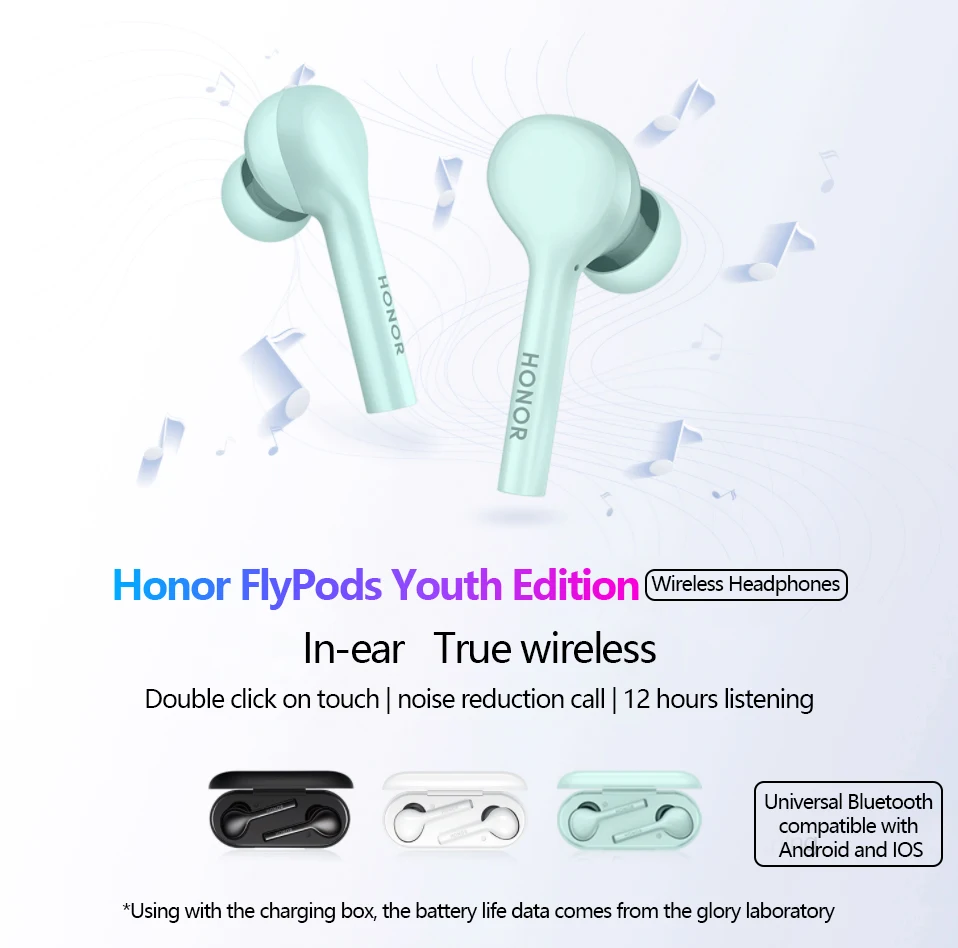 huawei Honor FlyPods Молодежная версия TWS беспроводные Bluetooth наушники с микрофоном Музыка Спорт Мода сенсорная гарнитура Handfree