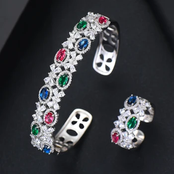 

GODKI Luxury Trendy Saudi Arabia Bangle Ring Set Jewelry Sets For Women Wedding Engagement brincos para as mulheres 2019