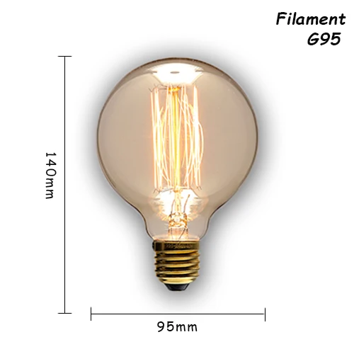 6 шт./партия edison светильник лампочка E27/E14 старинные лампы 110 V/220 В ампулы для дома/мебель для спальни/мебель для гостиной Декор 40 Вт/60 Вт можно использовать энергосберегающую лампу или светодиодную лампочку - Цвет: G95Z