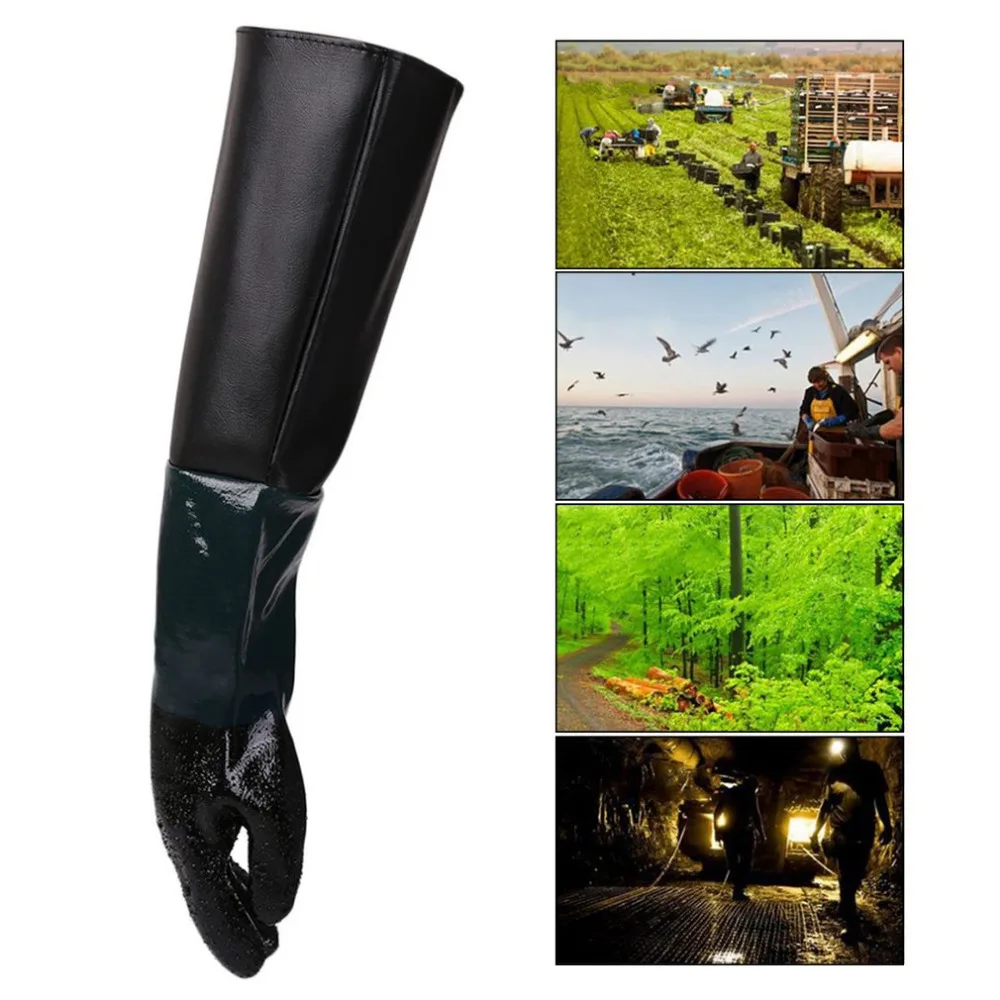 

600MM Special Working Gloves For Sand Blasting Machine Green Stitching Black Labor Safeguard Gloves PVC Gloves for Protect Hands