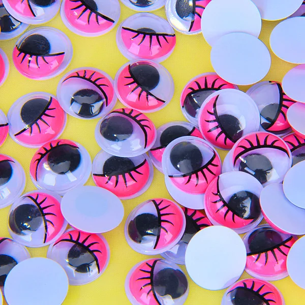 100± 15mm Coloured Eyelashes Jiggle Wiggly Google Googly Eyes Craft Scrapbooking