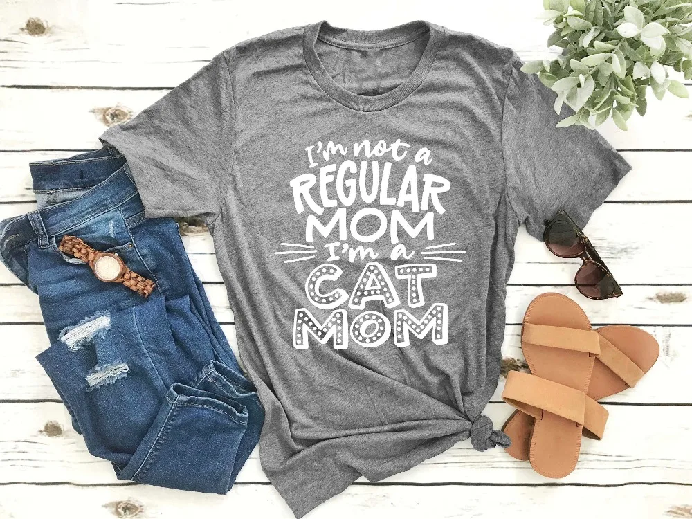 

I'm not like a Regular Mom I'm a Cat Mom Shirt women fashion slogan cotton funny graphic grunge aesthetic tumblr t-shirt art tee