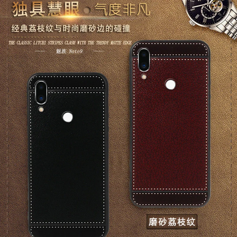 For Meizu Note 9 Case cover Leather Texture Soft TPU protection pouch bumper phone Note9 case back |