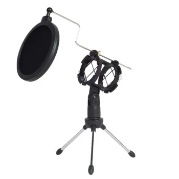 

Desktop Adjustable Pop Filter Clip Tripod Folding Karaoke Microphone Stand Windscreen Mask Shield PC Recording Mic Holder Clamp