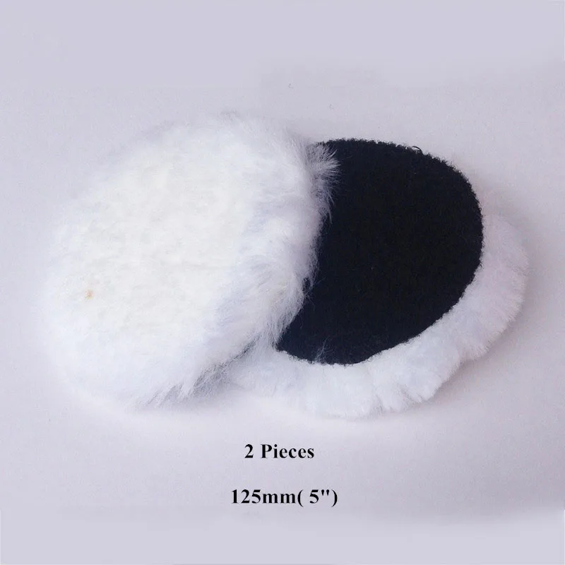 2pcs 5" 5inch 125mm Wool Polishing Buffing Pads Car Polish Pad Hook