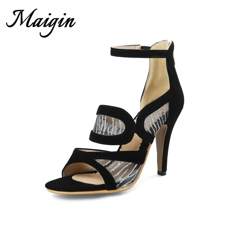 Maigin Super High Heels Ladies Sandals 2018 New Open Toe Mesh Footwear Woman Elegant Thin Heel Sandals Women Summer Shoes