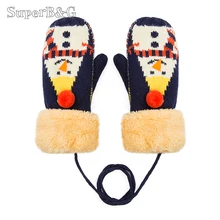 SuperB& G, дизайн, зимние теплые перчатки для женщин, снеговик, толстый хлопок, вязаные варежки, перчатки для женщин, плюс бархат, перчатки с принтом, 1 пара