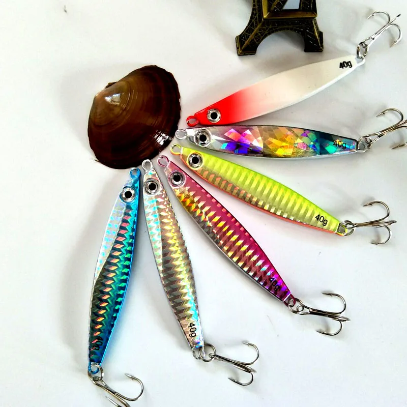 40g*6pcs metal fishing lure jig spoon slow jig for long casting in shore and sea water fishing