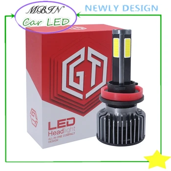 

2PCS 4 sides COB MBIN MT4 turbo led H8 H11 headlight kit 4000LM 30W 6000k front fog bulb waterproof driving lamp lighting source