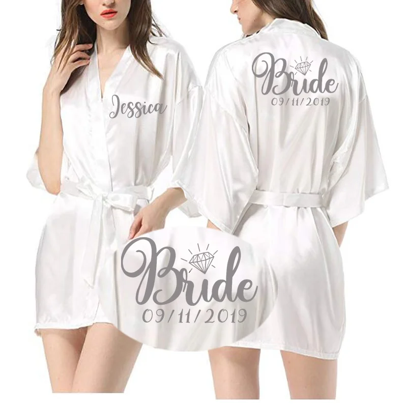 Изготовленный На Заказ бледно розовый халат атласный Атласный халат для женщин пижамы для невест Свадебные brideslmaid подарок мать сестра невесты халат жениха