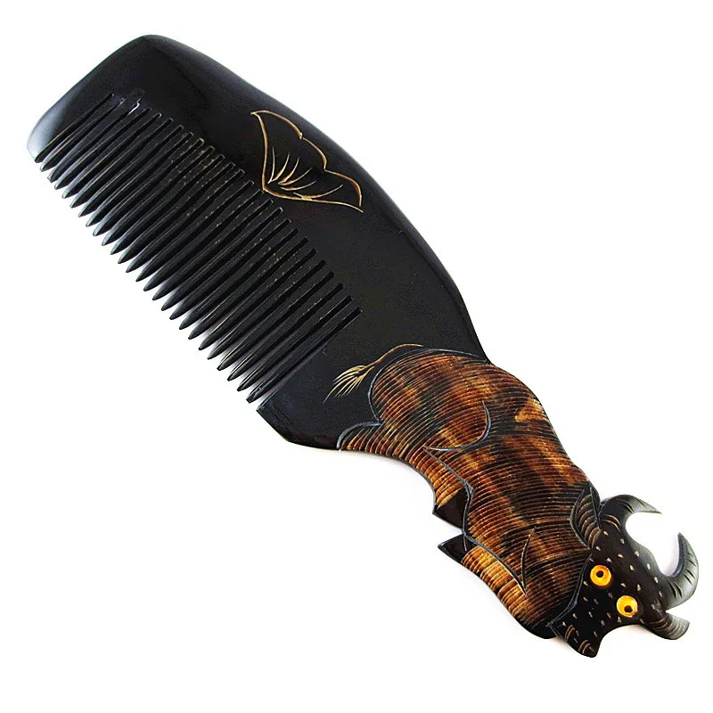 twelve zodiac black horns head hair comb massage brushes (4)