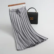 INNASOFAN юбка женская Осень-Зима вязаная плиссированная юбка с высокой талией Евро-американская Модная элегантная юбка в однотонном цвете