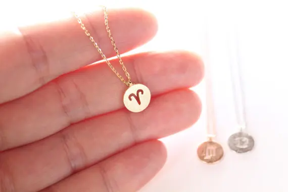 

10PCS Ariel Necklace Signs 12 Aries Zodiac Constellation Necklace Horoscope Astrology Disc Necklaces for Birthday Gift