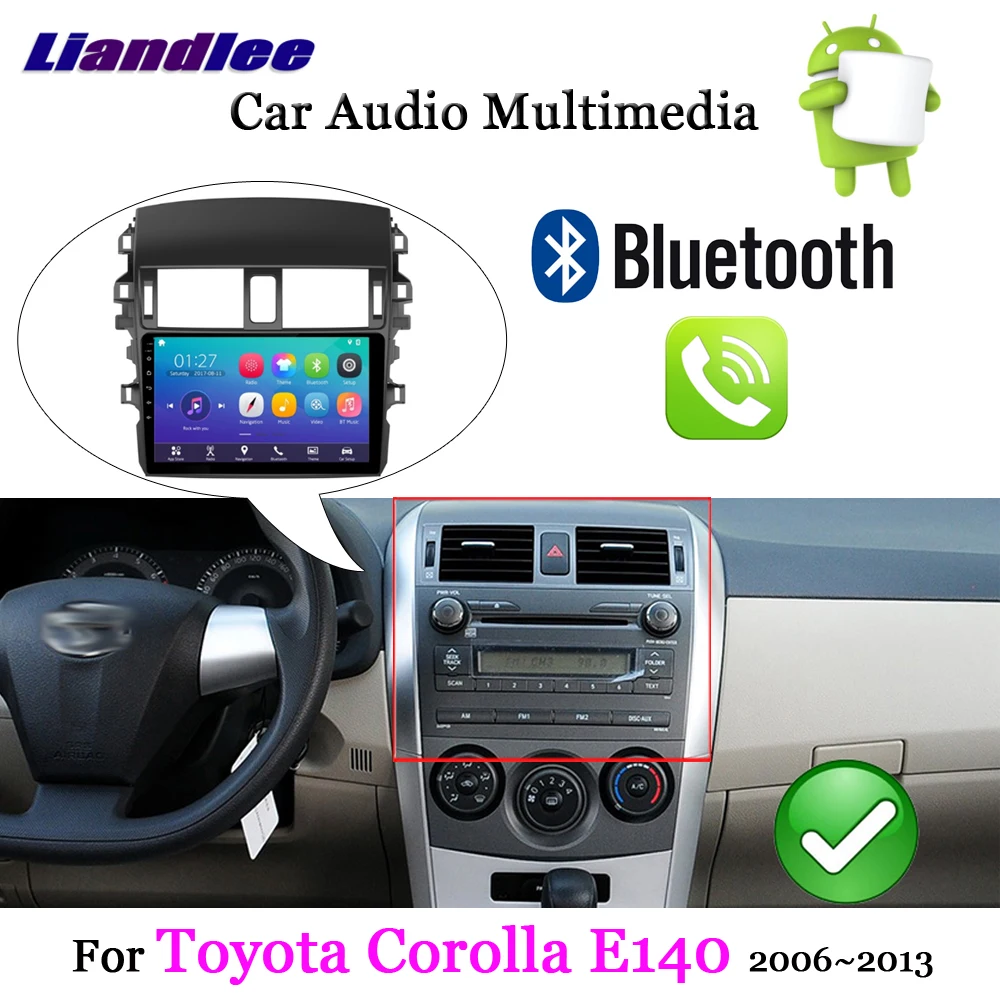Top Liandlee For Toyota Corolla E140 2006~2013 Android 7.1 System Radio Carplay BT Camera Wifi FM GPS Map Navi Navigation Multimedia 9
