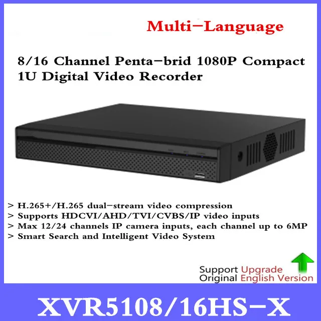 

DH Multi-Language XVR5108HS-X XVR5116HS-X 8/16 Channel 1080P Compact 1U Digital Video Recorder support CVI TVI IP video
