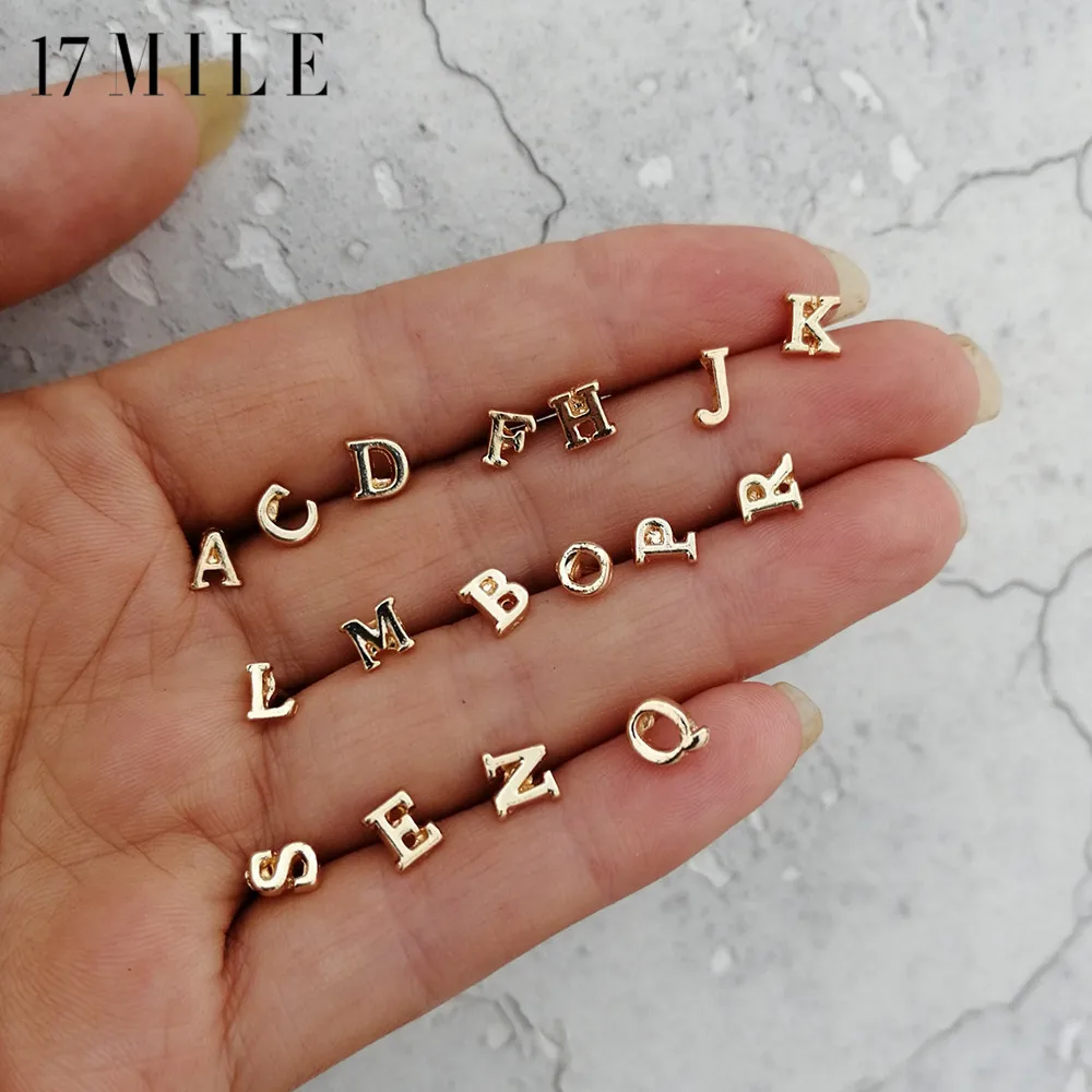

Fashion A-Z 26 Letters Stud Earrings Set For Women Girls 2018 New Brincos Gold Color Word Name Earring Female Handmade Jewelry