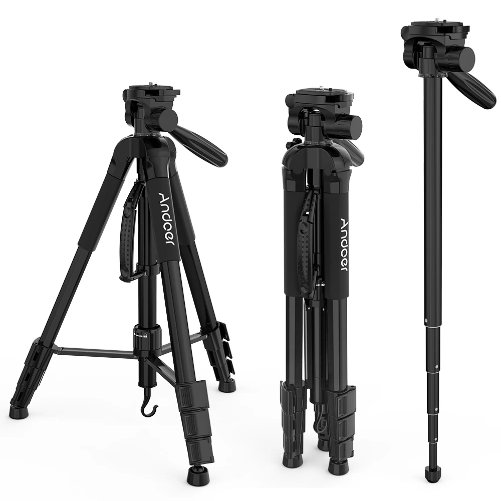 

Andoer TTT-666R Camera Tripod Monopod Travel Portable Lightweight Tripod for Canon Nikon Camcorder with Carry Bag Max.Load 4kg