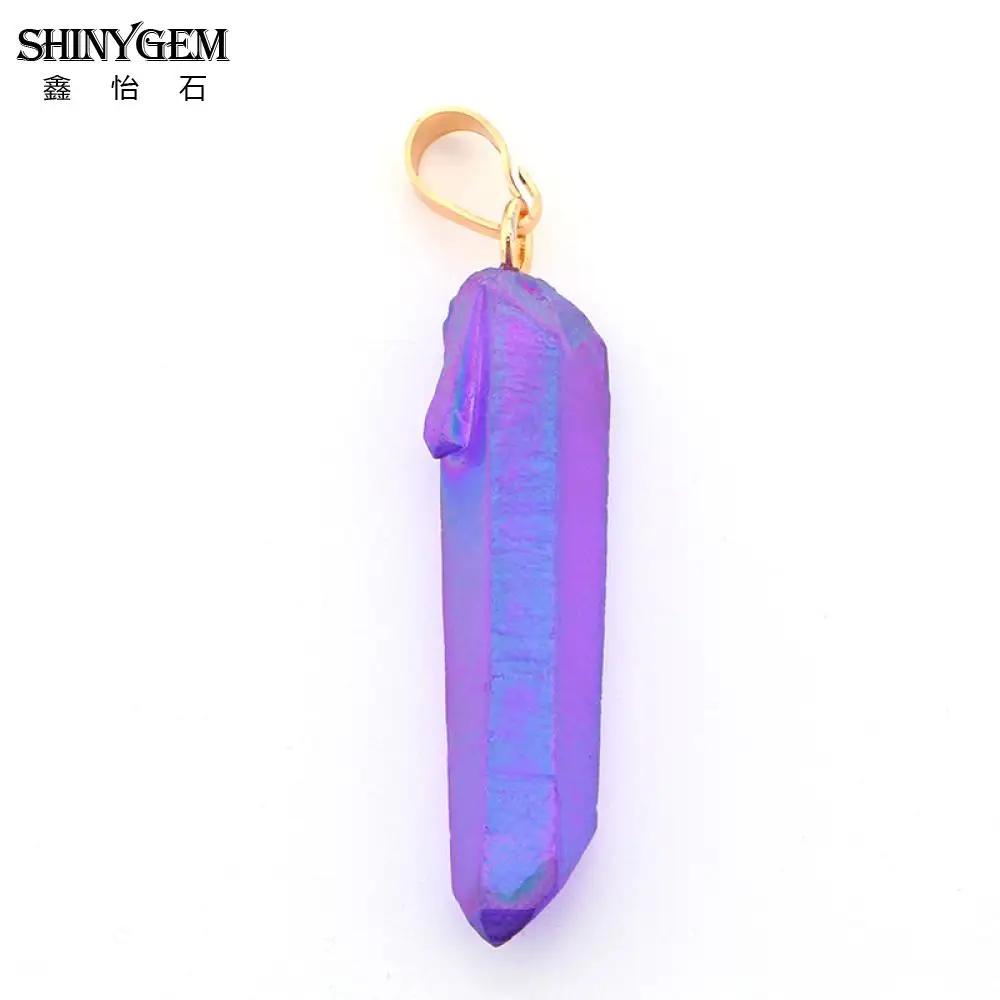 

ShinyGem Irregular Titanium Druzy Pendants Natural Crystal Pillar Pendant Pendulum Natural Gem Stone Pendants For Jewelry Making