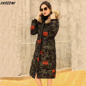 

SWREDMI Print Thick Parkas Women Winter Jacket 2020 Long Brand Women Coat Real Fur Winter Down Jacket Fashion Warm Female Coats