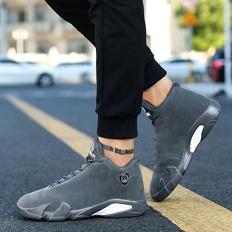 HOMASS hombres zapatos de Baloncesto al aire libre Zapatillas de deporte de alta superior deporte atléticos zapatos de Jordania caliente negro gris hombres Zapatillas de Baloncesto