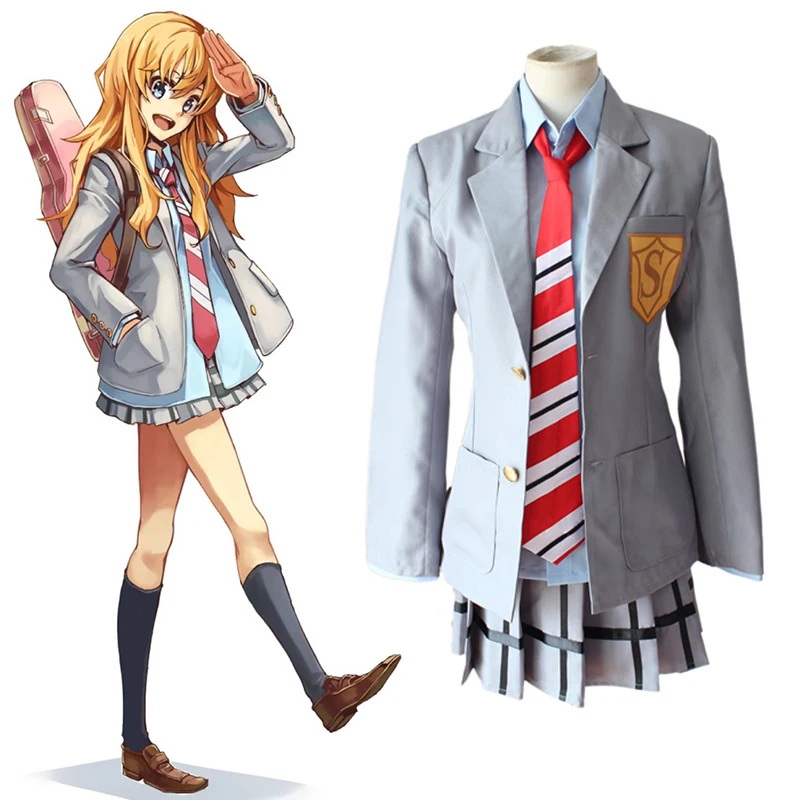 

Anime Your Lie in April Cosplay Costumes Kaori Miyazono Cosplay Costume School Uniform Halloween Party Shigatsu Wa Kimi No Uso