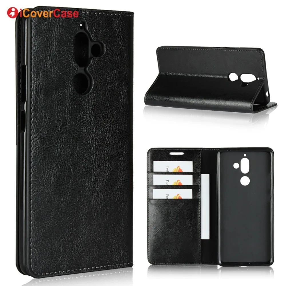  Luxury Real Genuine Leather Wallet Case For Nokia 7 Plus Flip Cover Card slot Stand Protect Case fo