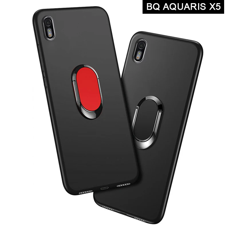 

BQ Aquaris X5 5.0 inch Case luxury Soft Black Silicone Magnetic Car Holder Ring Cover for BQ Aquaris X5 Phone Case cover