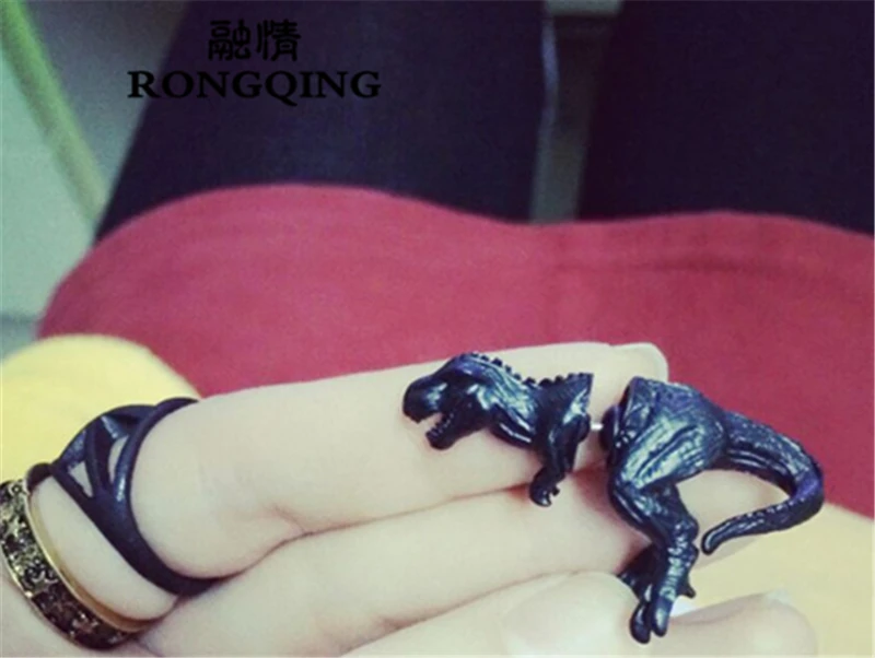 RONGQING 1 пара RONGQING новые модные панк готические ювелирные изделия 3D Парк Юрского периода серьги с динозаврами для женщин черные серьги с животными подарки