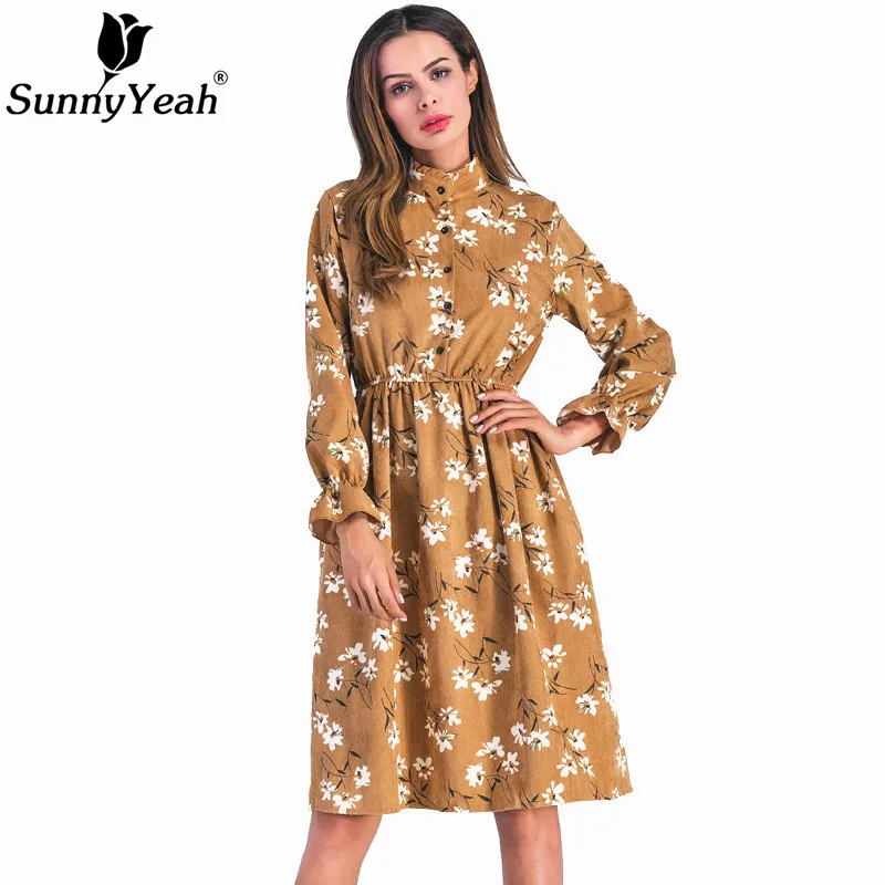 

Floral Print Vintage Dress Women 2019 New Autumn Winter Dress Ladies Long Sleeve Midi Elegant Party Dresses Female Vestidos Robe
