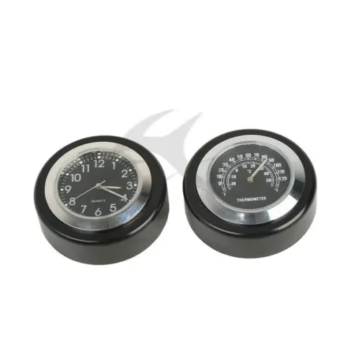 

Motorcycle Bike Windshield Screen Black Dial Temp Thermometer Clock For Harley Two colors