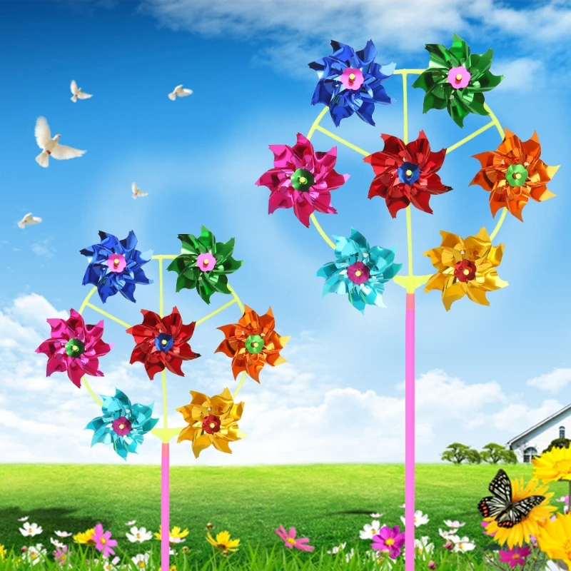 

Hot Sale Colorful DIY Sequins Windmill Wind Spinner Home Garden Yard Decoration Kids Toys