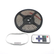 5M 3528 White LED Strip Flexible Light LED Tape String Lights Waterproof DC 12V 600LEDs with 11Key IR Remote Controller Kit