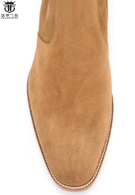 Cow leather pointed toe boots men chelsea boots british style fashion winter men