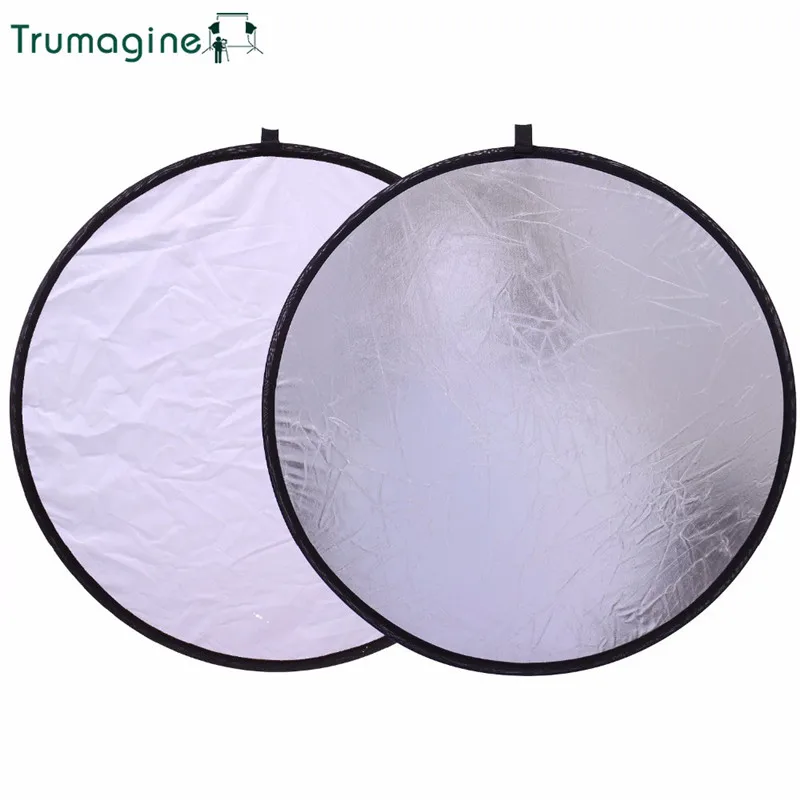 

TRUMAGINE 60CM/24'' 2 in 1 Silver&White Round Light Reflector Portable Collapsible Photography Reflector For Photo Studio Camera