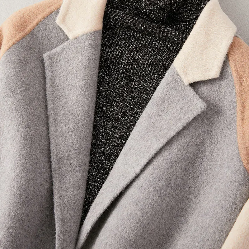 Длинное двухстороннее шерстяное пальто Женская Осенняя зимняя куртка женская одежда Шерсть альпака Корейская шерстяная куртка пальто Casaco Feminino