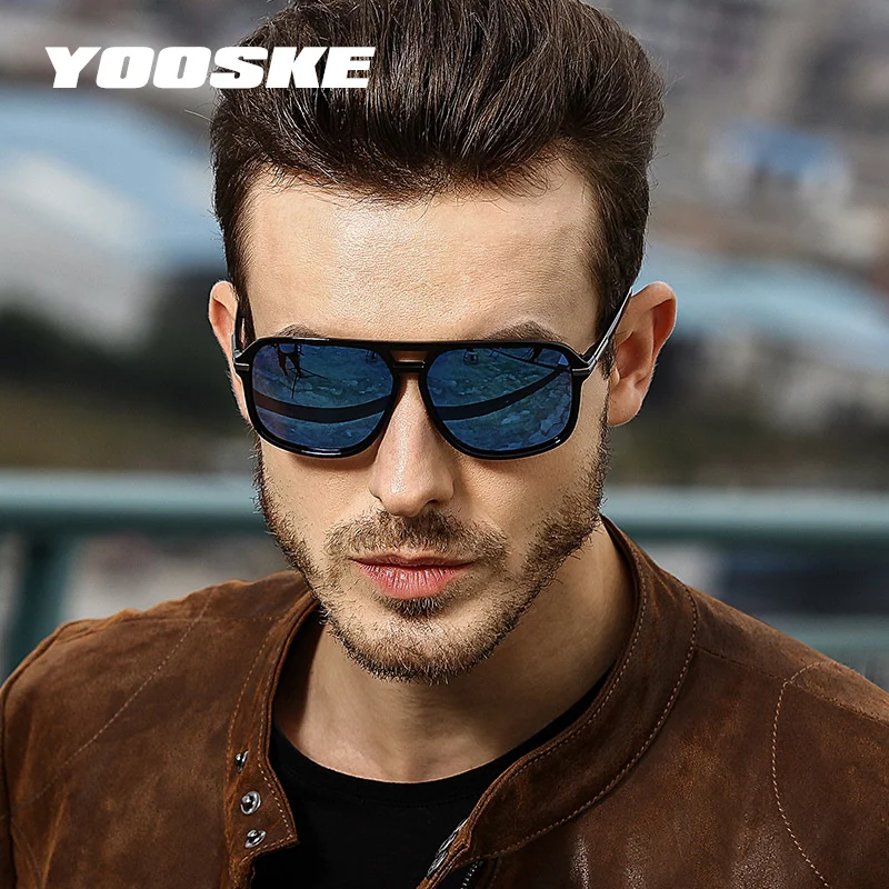 YOOSKE Classic HD Polarized Sunglasses Men Driving Brand Design Sun Glasses Man Mirror Retro High Quality Sunglass Goggles