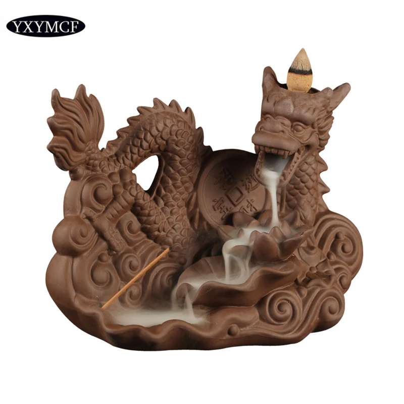 The High Quality Dragon Incense Burner Backflow Ceramic Home Decor Felicitous Machine Budda Decorative Gift Stick Holder | Дом и сад