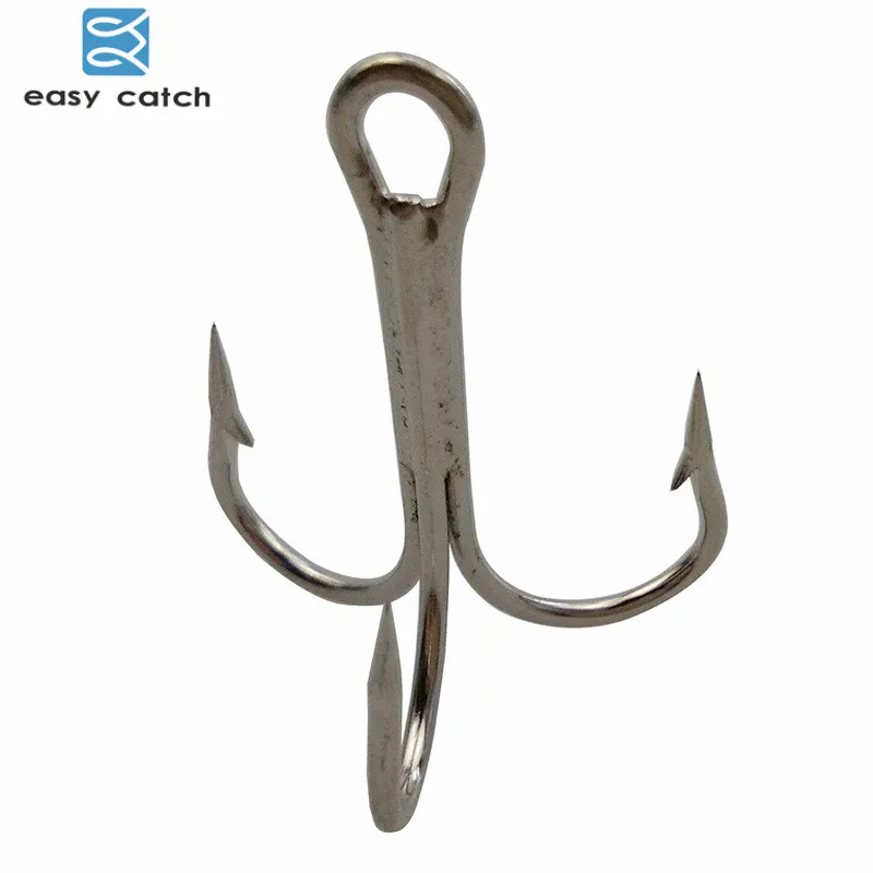 

Easy Catch 100pcs 35647 Treble Fishing Hooks Silver Small Round Bent Triple Hard Lure Spoon Fishhook Size 1 4 6 8 10 12 14